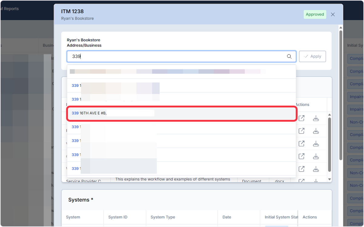 Address lookup will populate. Select correct address. 