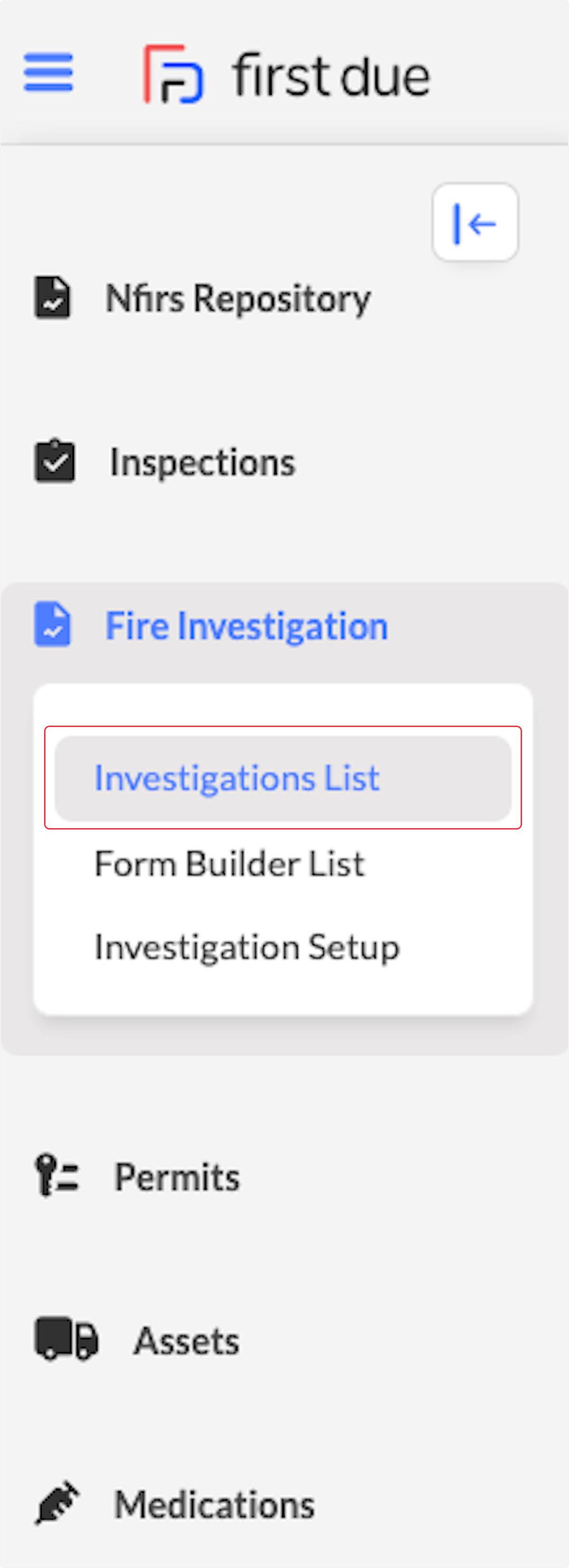 Click on Investigations List