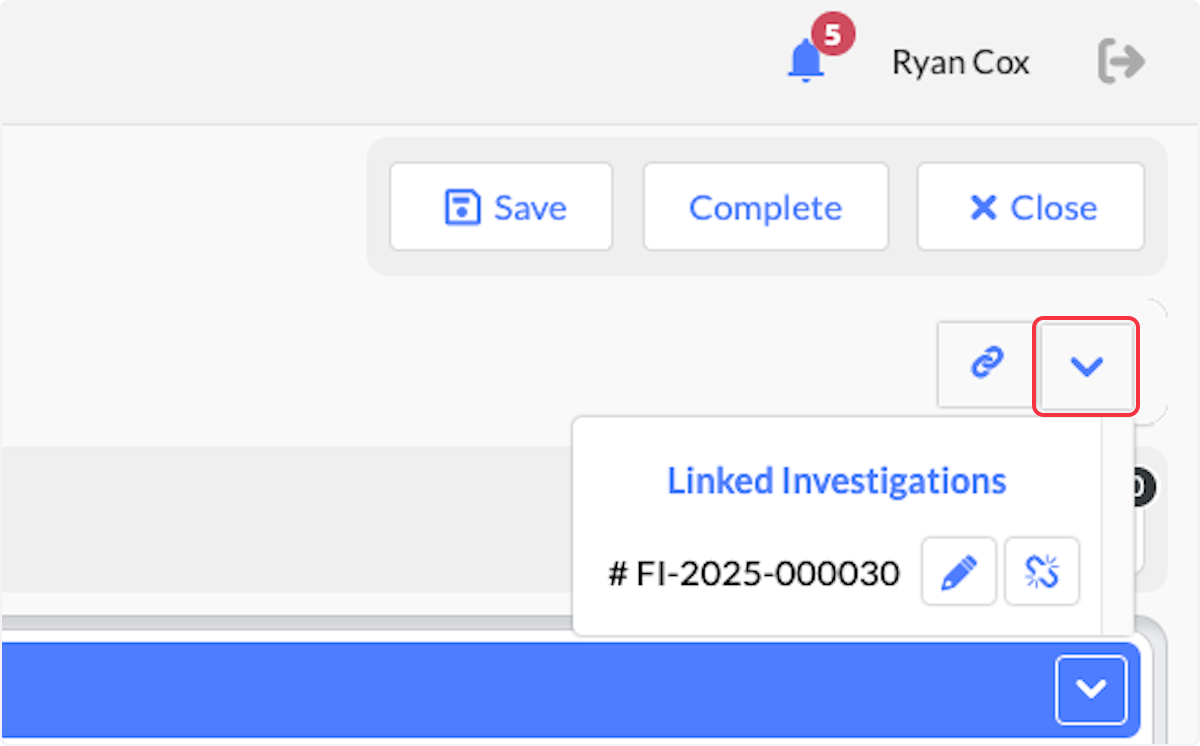 Click on the arrow down button to see the link created.
