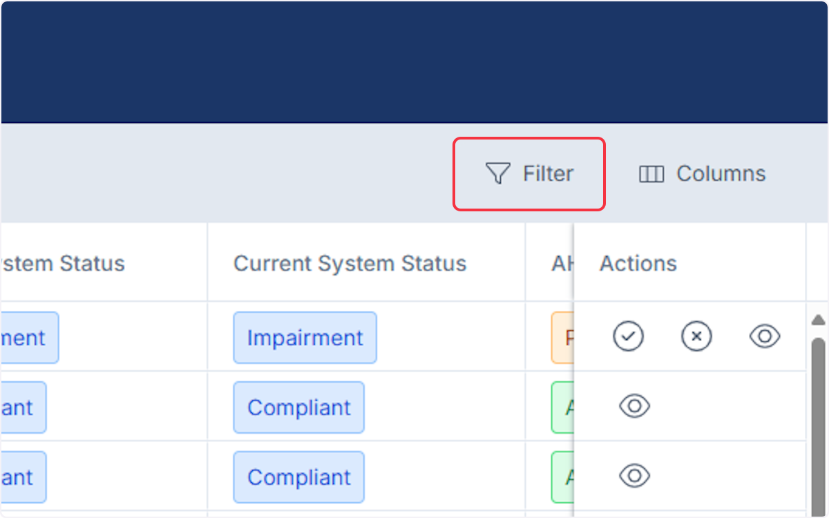 Click on Filter to pare down data according to desired filter