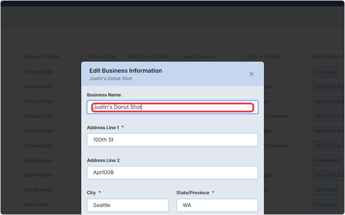 Edit Business Information (If Needed)
If you notice errors or formatting issues in the business name or address, you can correct them before making your approval decision.