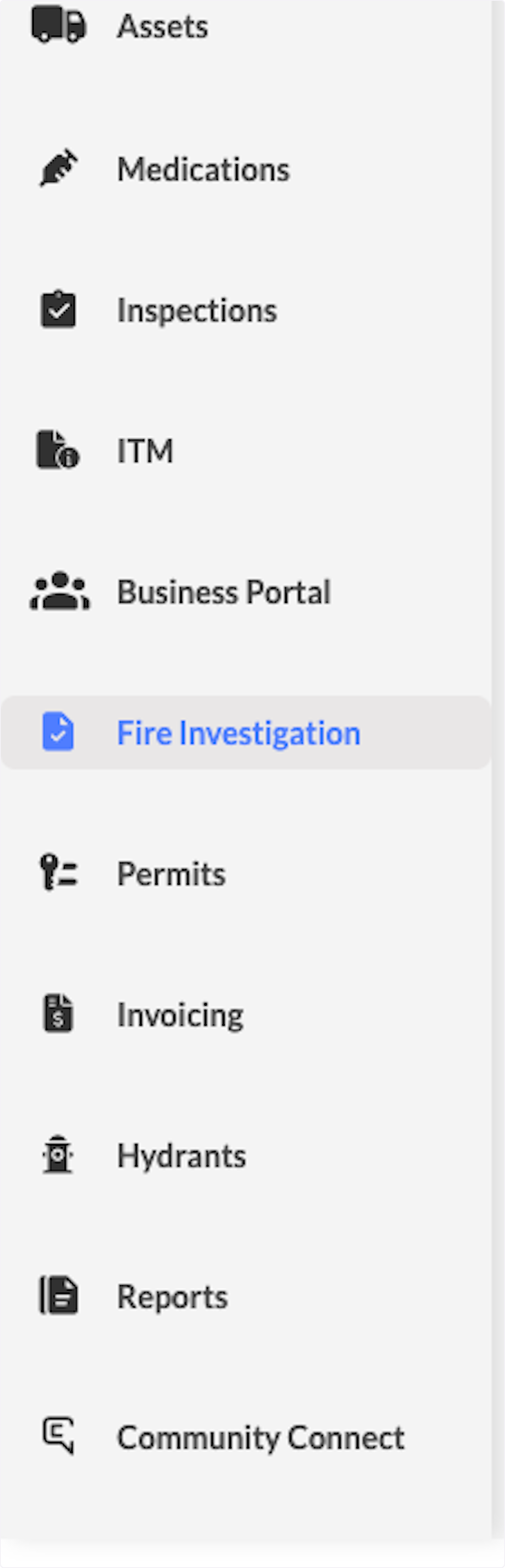 Click on Fire Investigation.