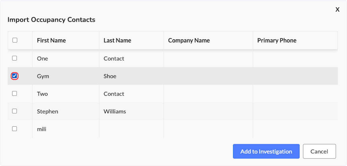 Choose the Occupancy Contact to be used.