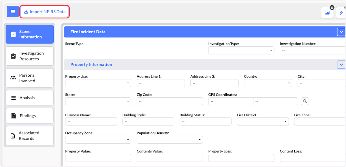 Click on Import NFIRS Data