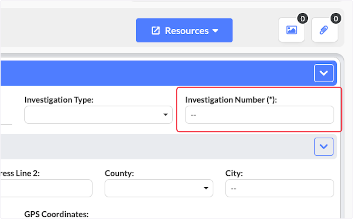Click on Investigation Number.