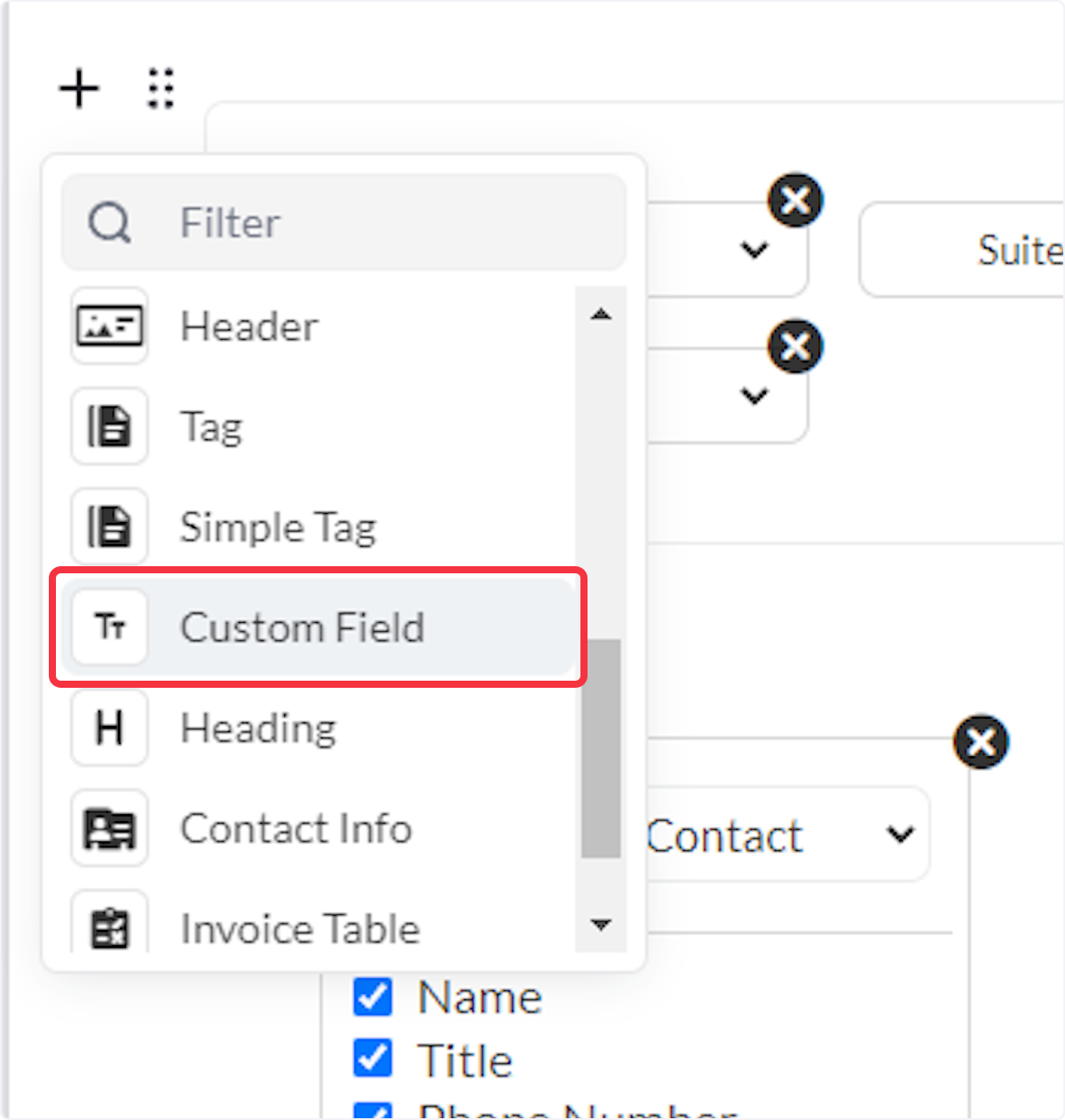 Select Custom Field.