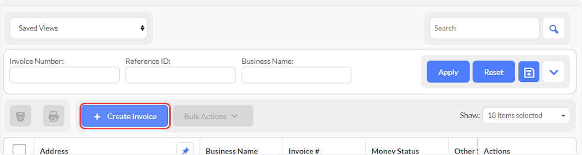 Click on  Create Invoice.