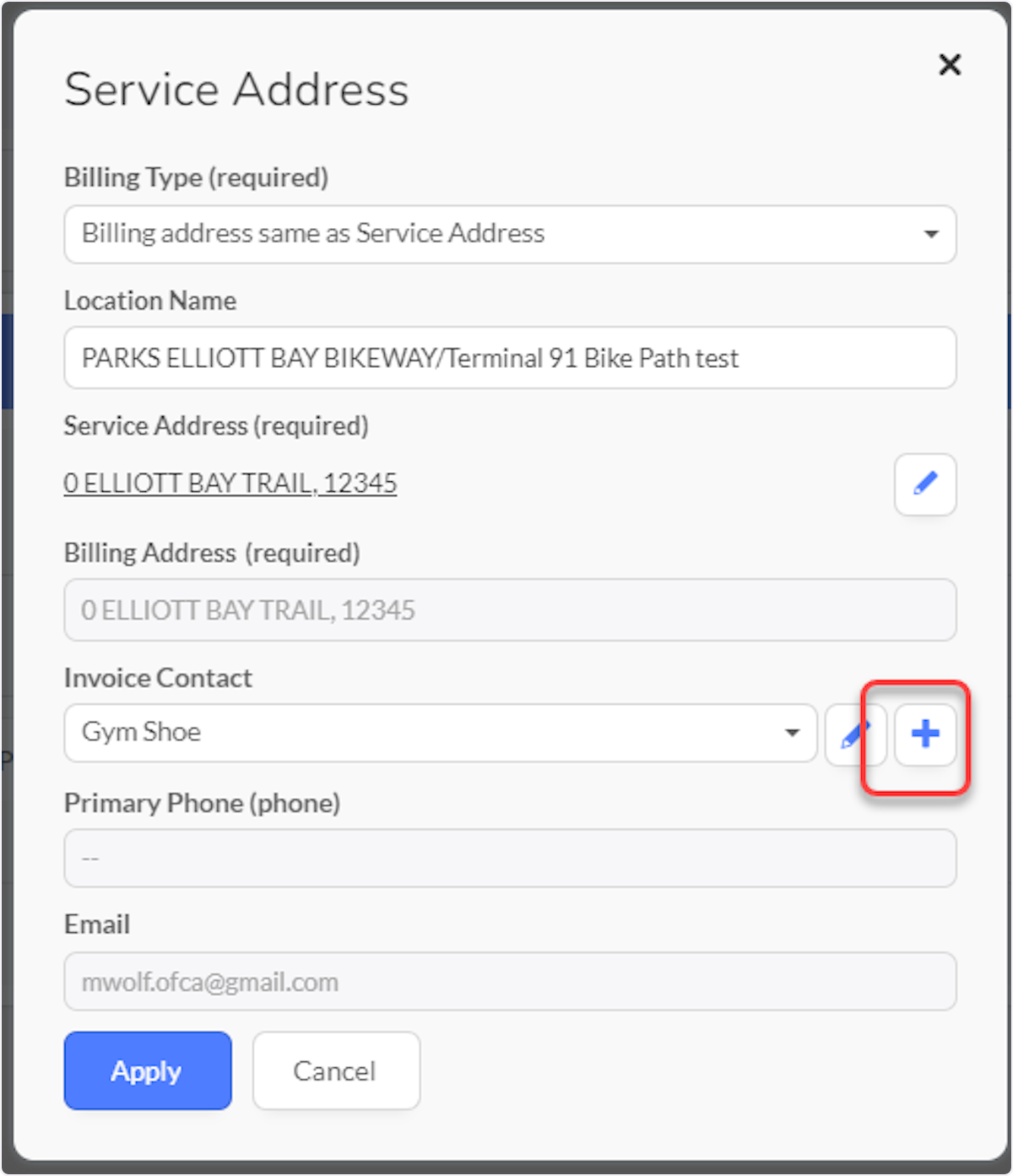 Click on Add contact if you need to add a contact.