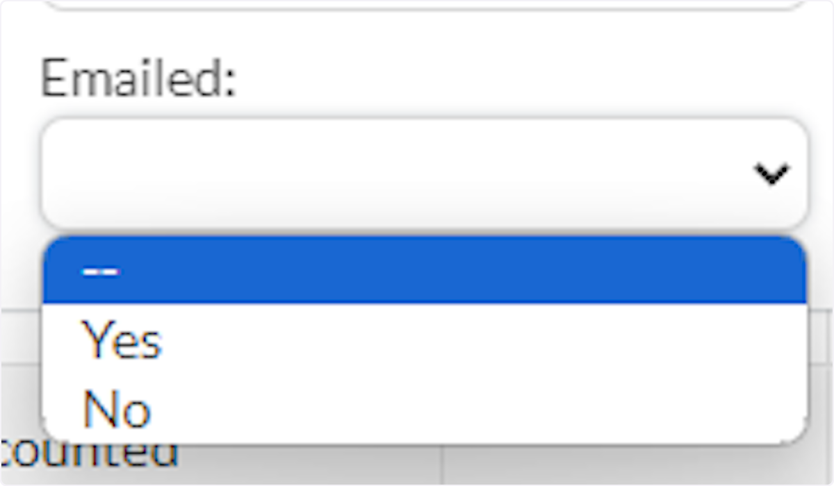 The Emailed field can be set to Yes or No to view the Email Status for the Invoice.