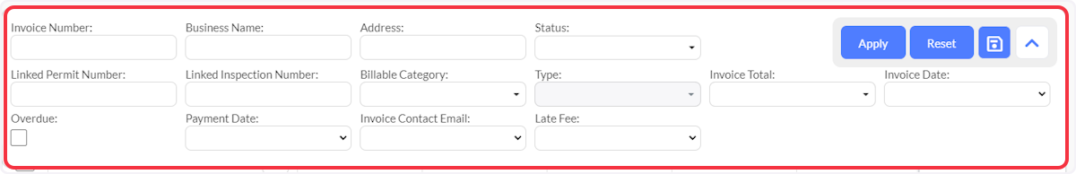 Expand Advanced Search and select or enter any needed Advanced Search fields and select Apply.