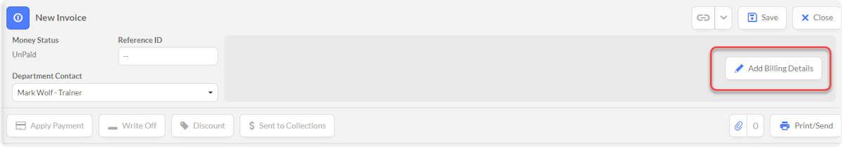 Select Add Billing Details.