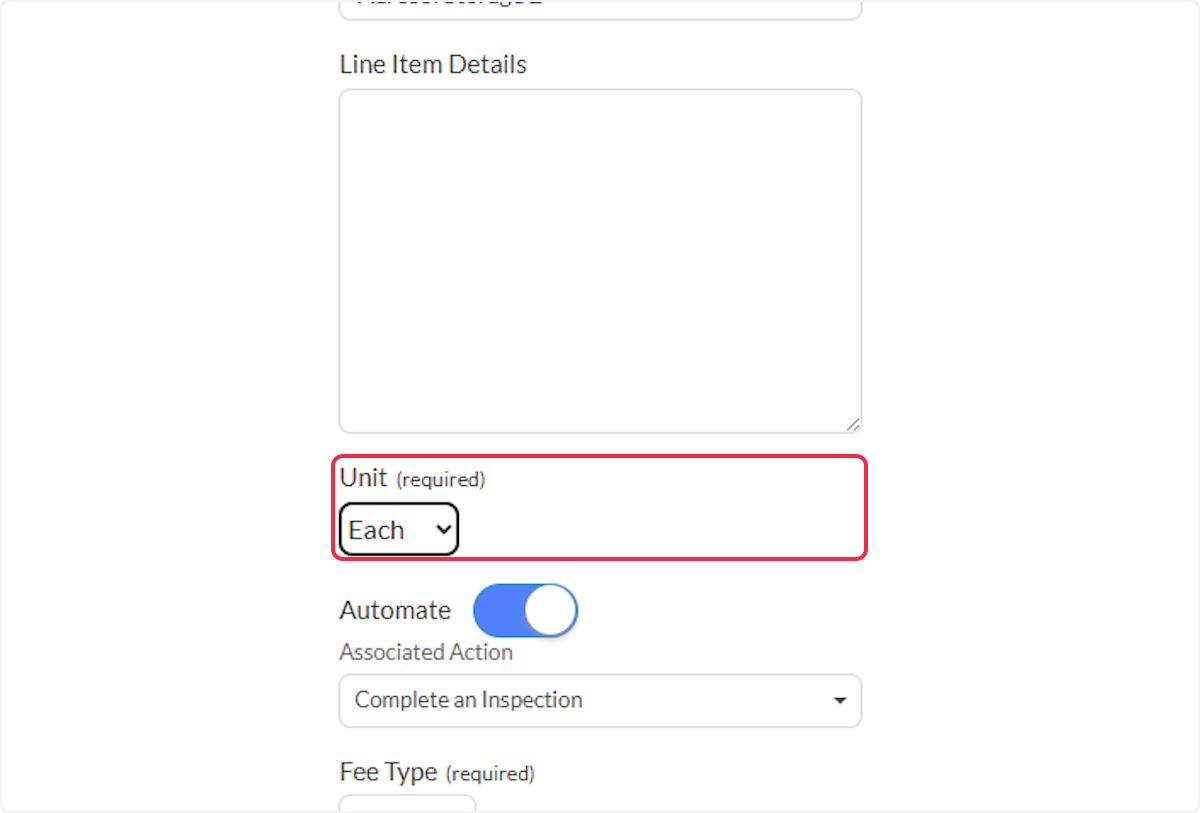 Click on Unit - Select Each.