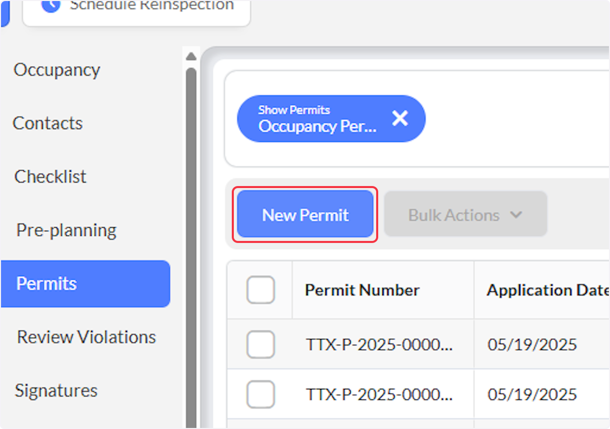 Click on New Permit.