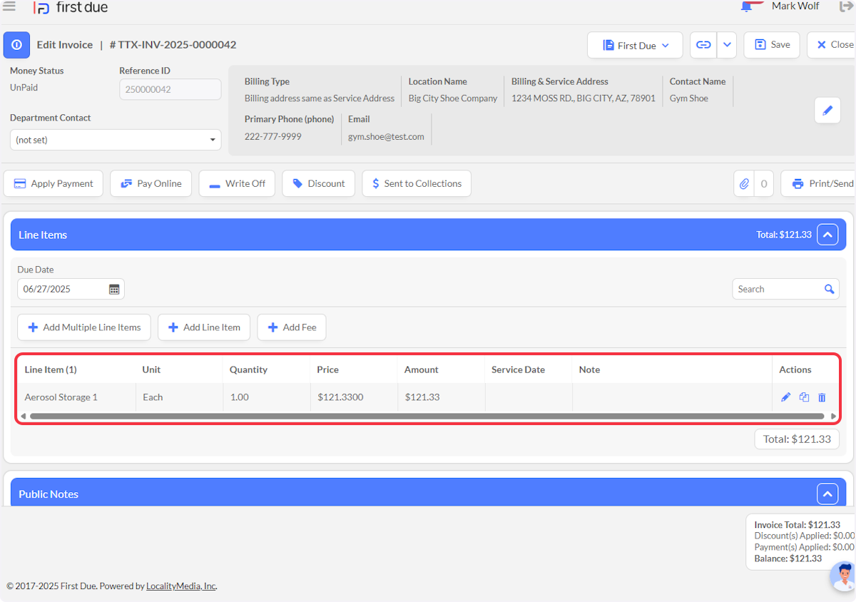 Line item from value entered in the Permit Custom Data Field.