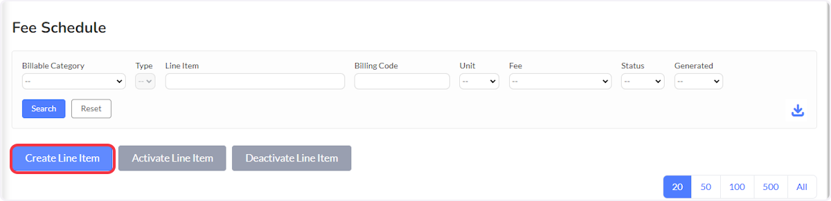 Click on Create Line Item.