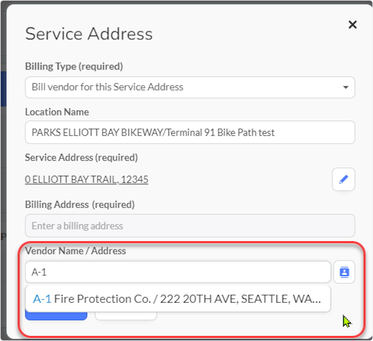 Enter Vendor name and select.