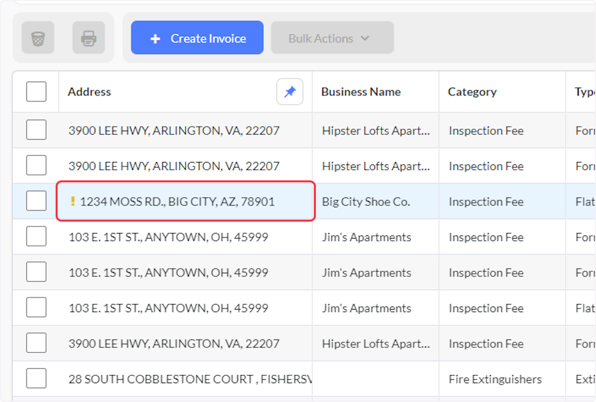 Note the exclamation point next the the address.