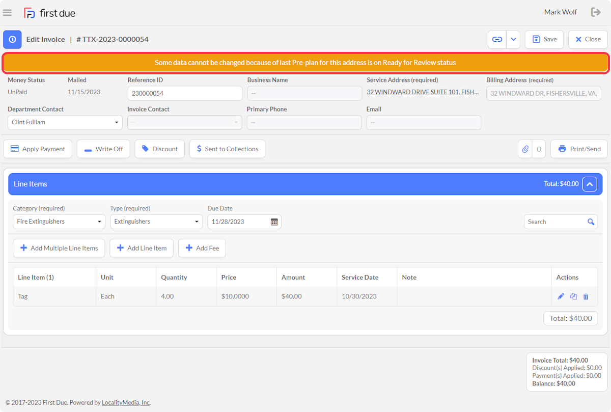 If a Pre-Plan is in Ready for Review Status, note that some data cannot be changed until the Pre-Plan is Published.  See Orange Banner.