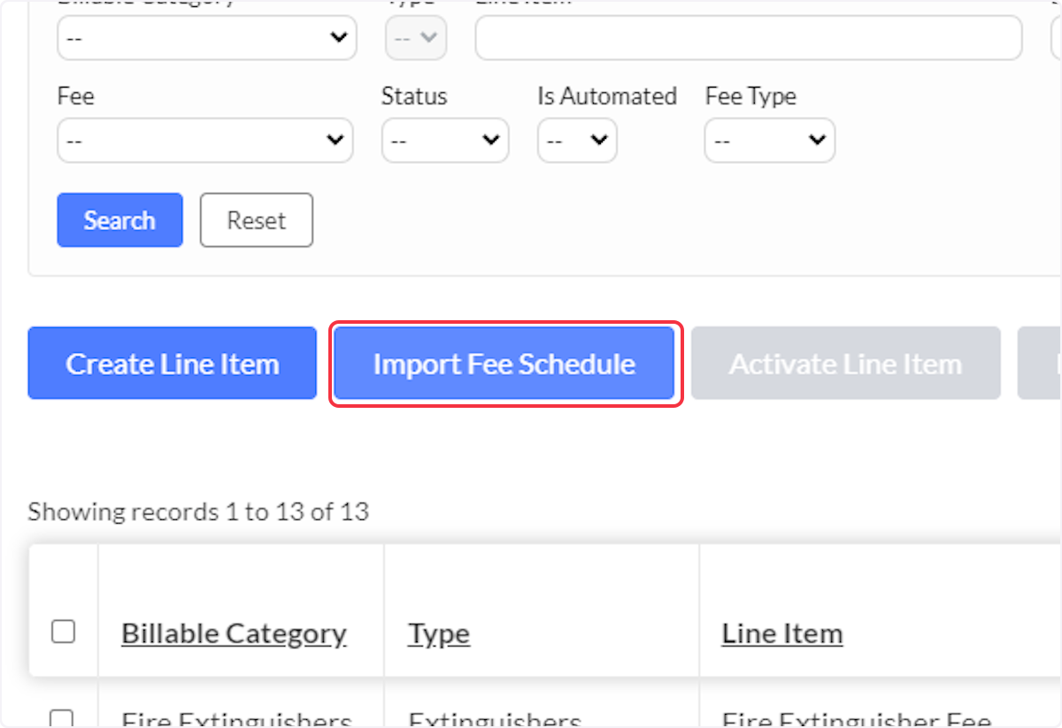 Click on Import Fee Schedule.