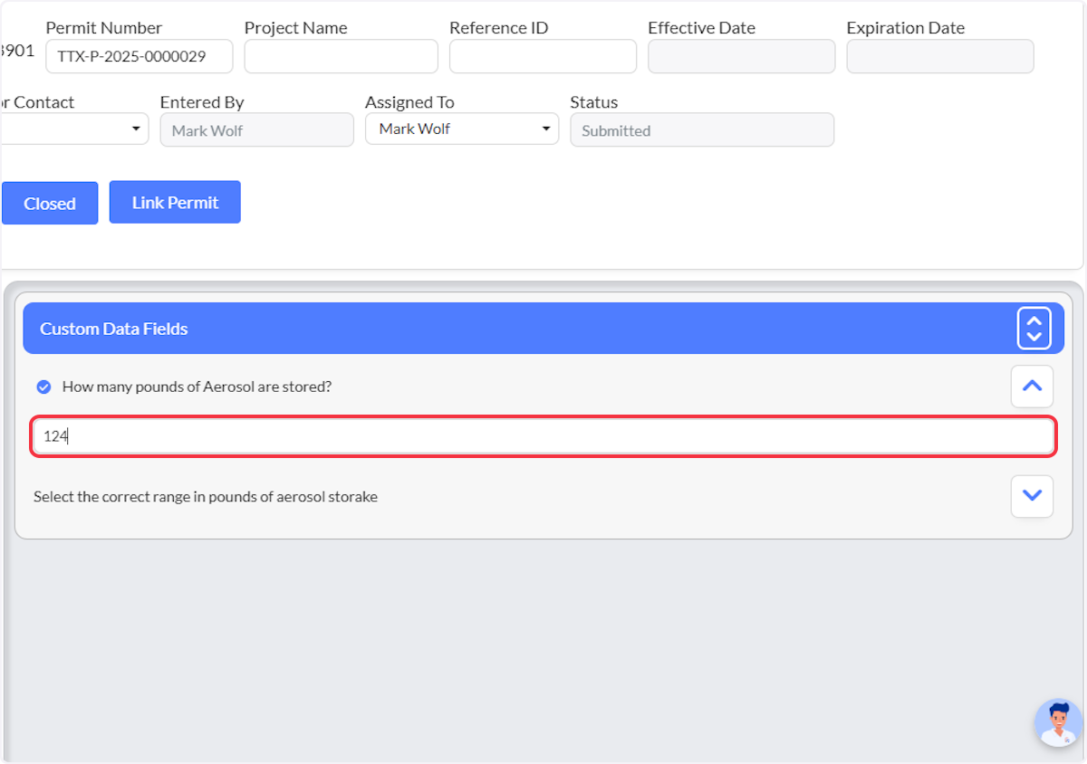 For this demonstration, we'll use the Numeric Custom Data Field and enter a value.