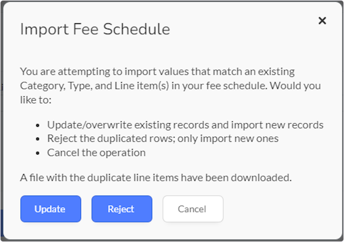 Example message for duplicate values.