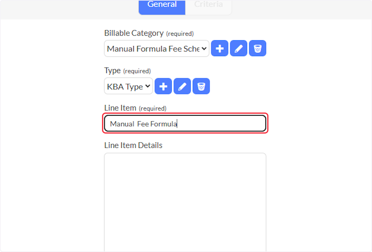 Enter a Line Item Name.
