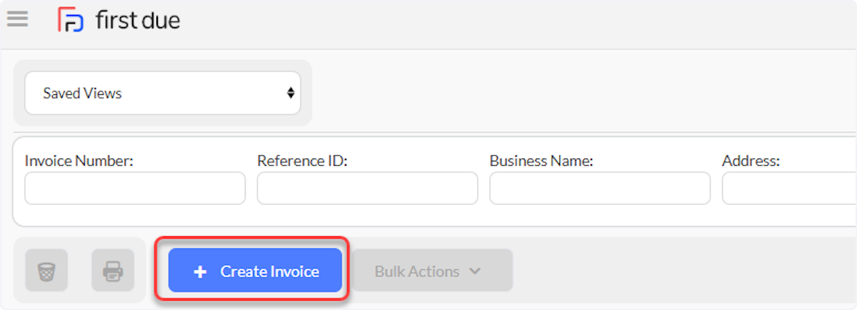 Example Invoice, select Create Invoice.
