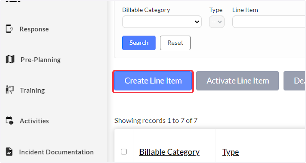 Click on Create Line Item