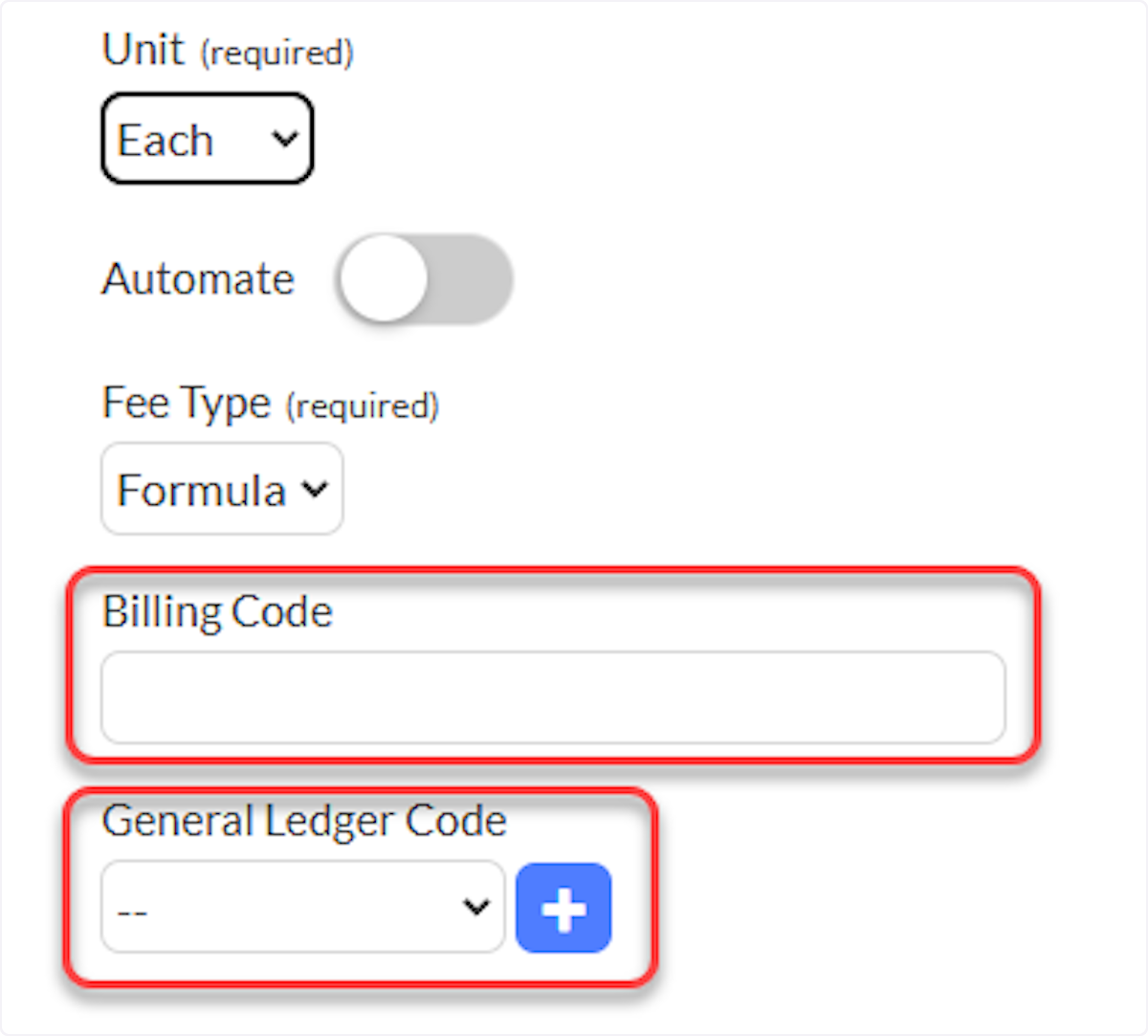 Enter a Billing Code or General Ledger Code, if needed.