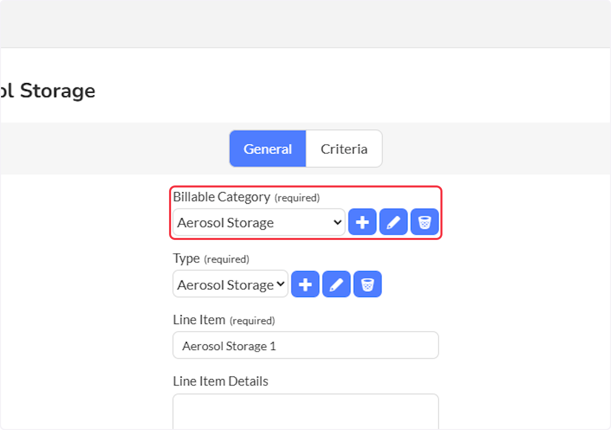 Select or create a new Billable Category.