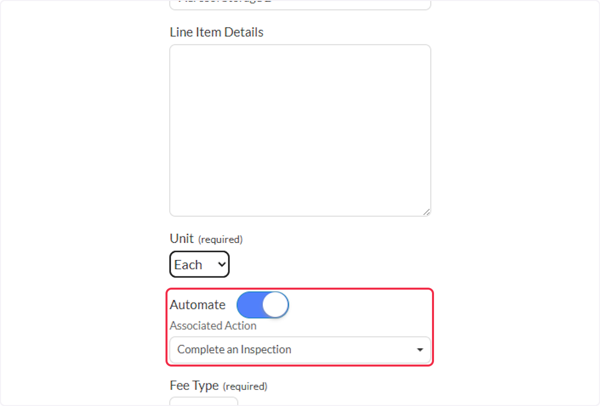 Toggle on Automate and select Complete an Inspection.