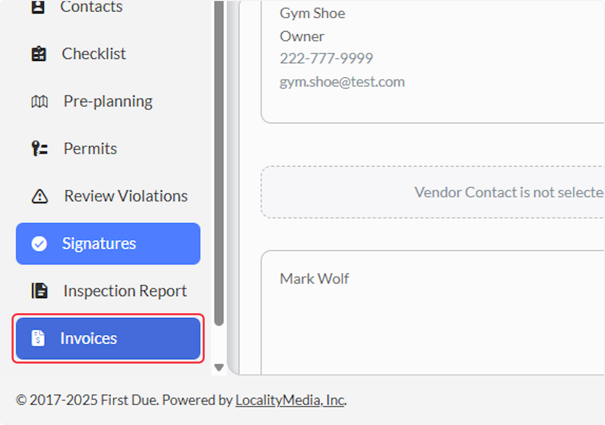 Click on Invoices.
