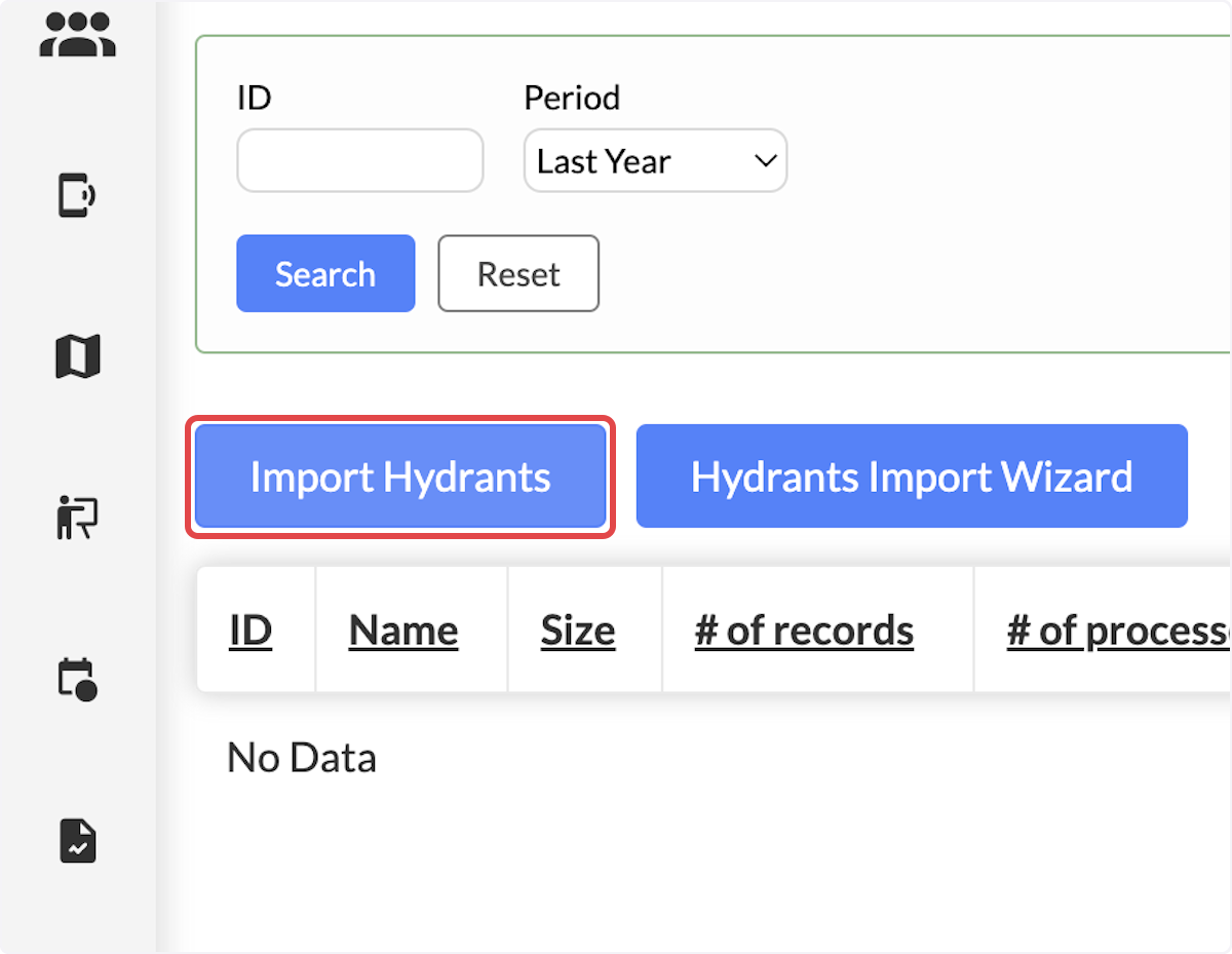 Click on Import Hydrants.