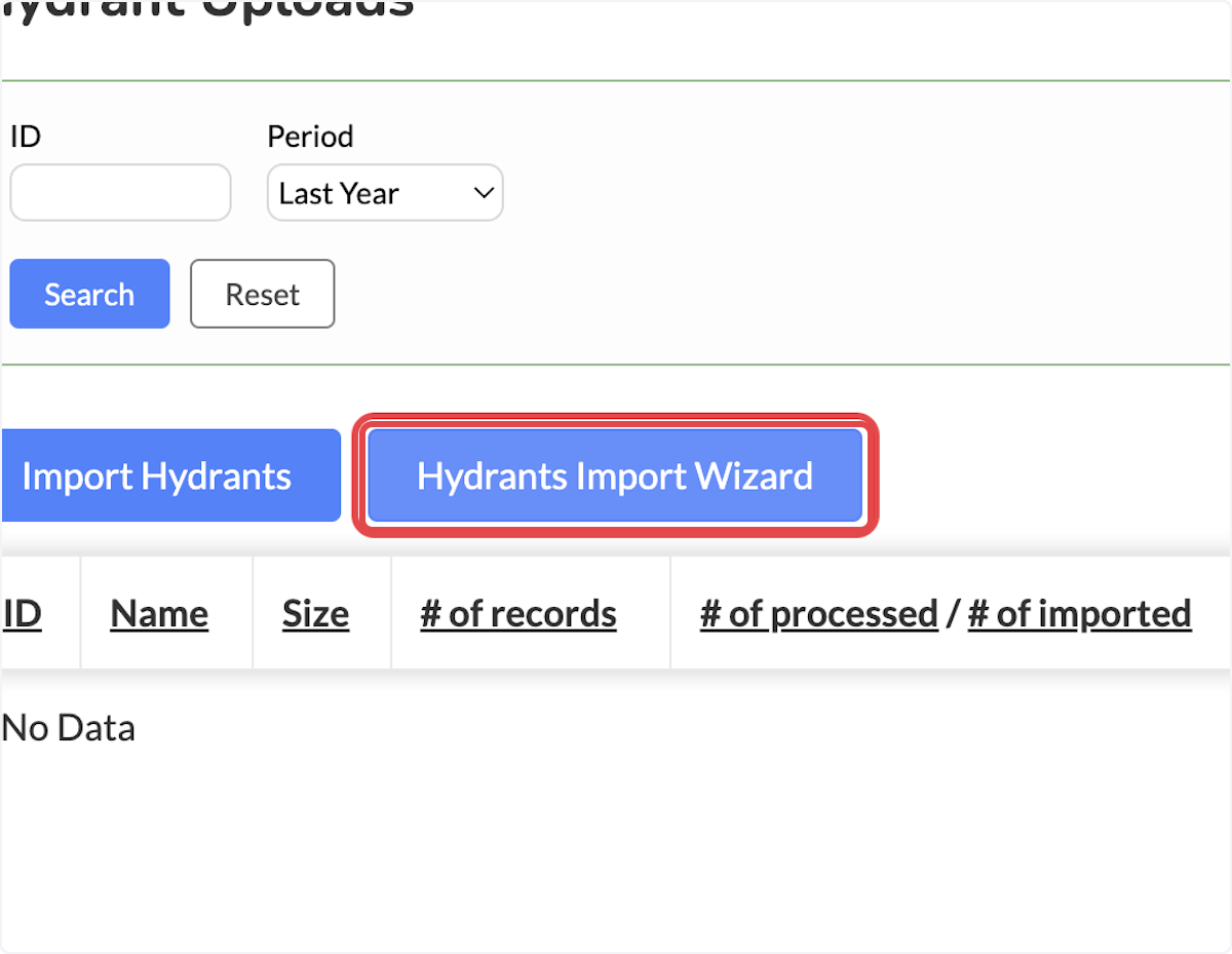 Click on Hydrants Import Wizard.