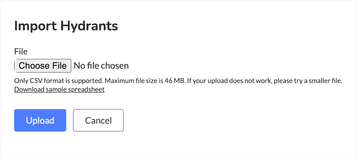 Here we can choose a .csv file and upload it. 