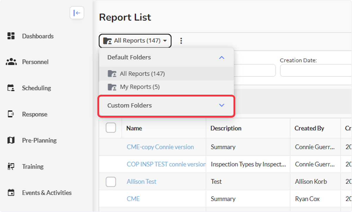 Your new folder will now appear in the Custom Folders list. 