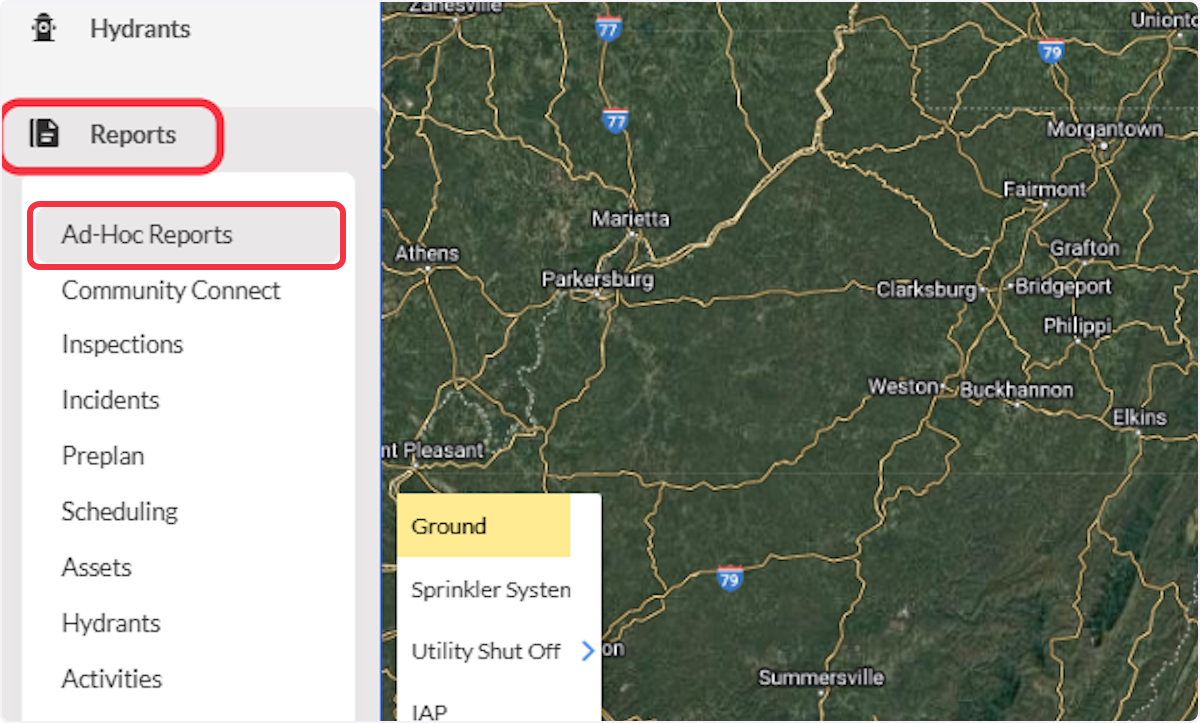 Navigate to the Reports module and select Ad-Hoc Reports from the menu.