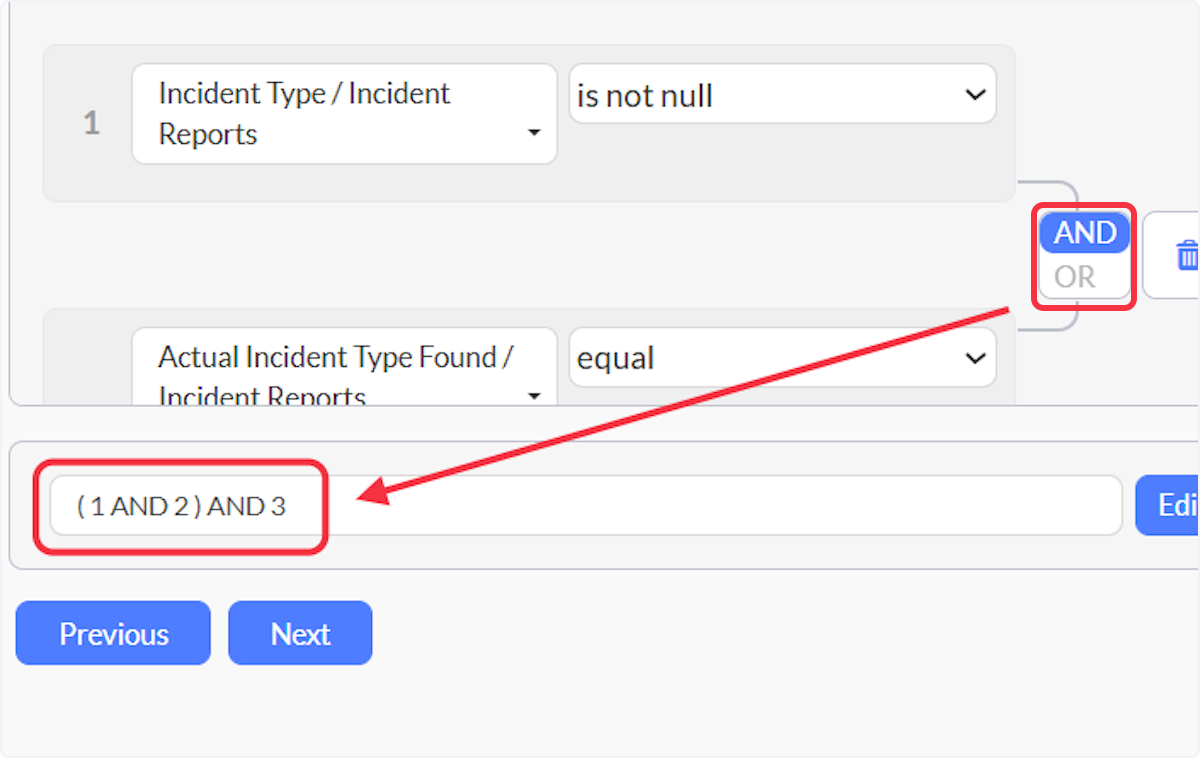 Select how you want your additional Criteria combined with the first Criteria by choosing AND or OR on the toggle between the two fields. 