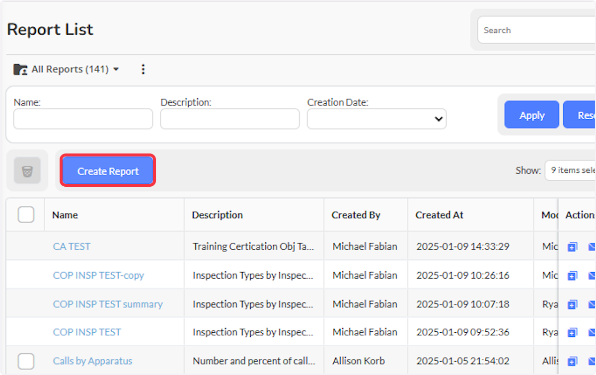 Inside of the Reports Module, select Ad-Hoc Reports from the menu. This will bring you to the Reports List. Click on Create Report to get started.