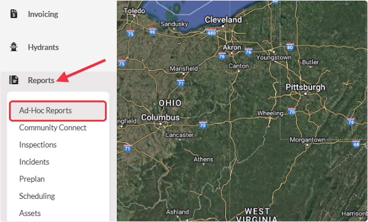 Navigate to the Reports Module and select Ad-Hoc Reports from the menu.