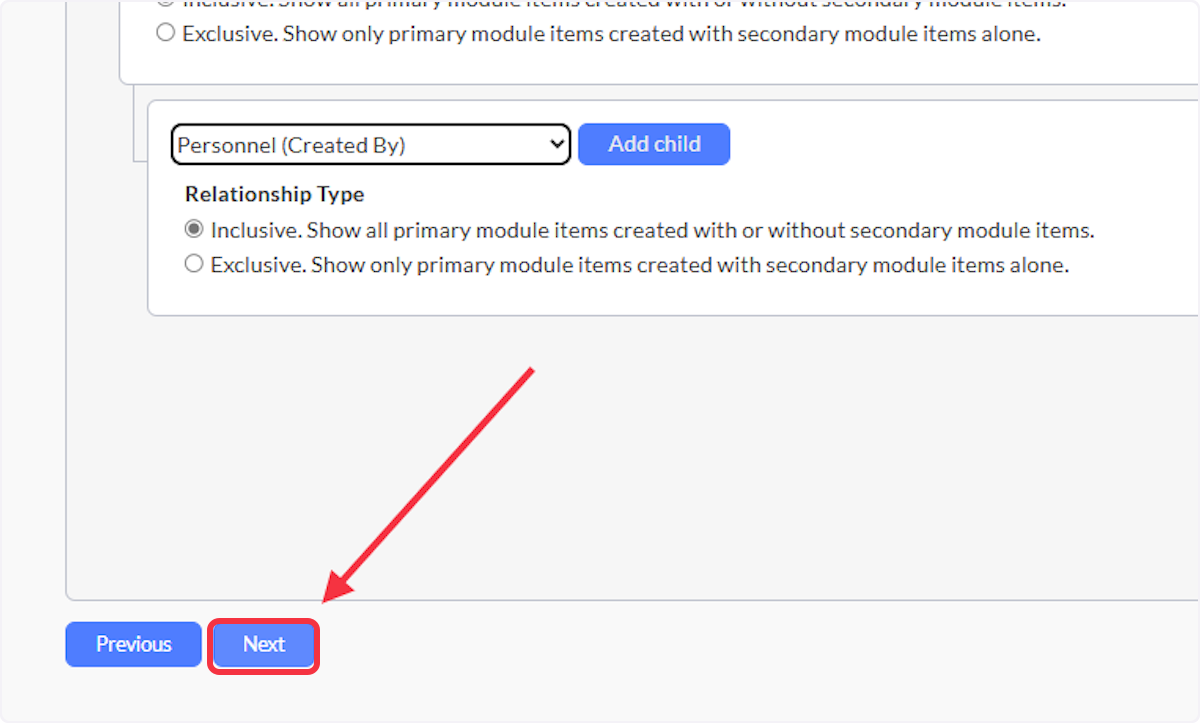 Once you have selected all of the areas that you want to include or exclude data from, click Next to move to the next tab in Ad-Hoc. Click Previous to move back to the Basic Information tab. 