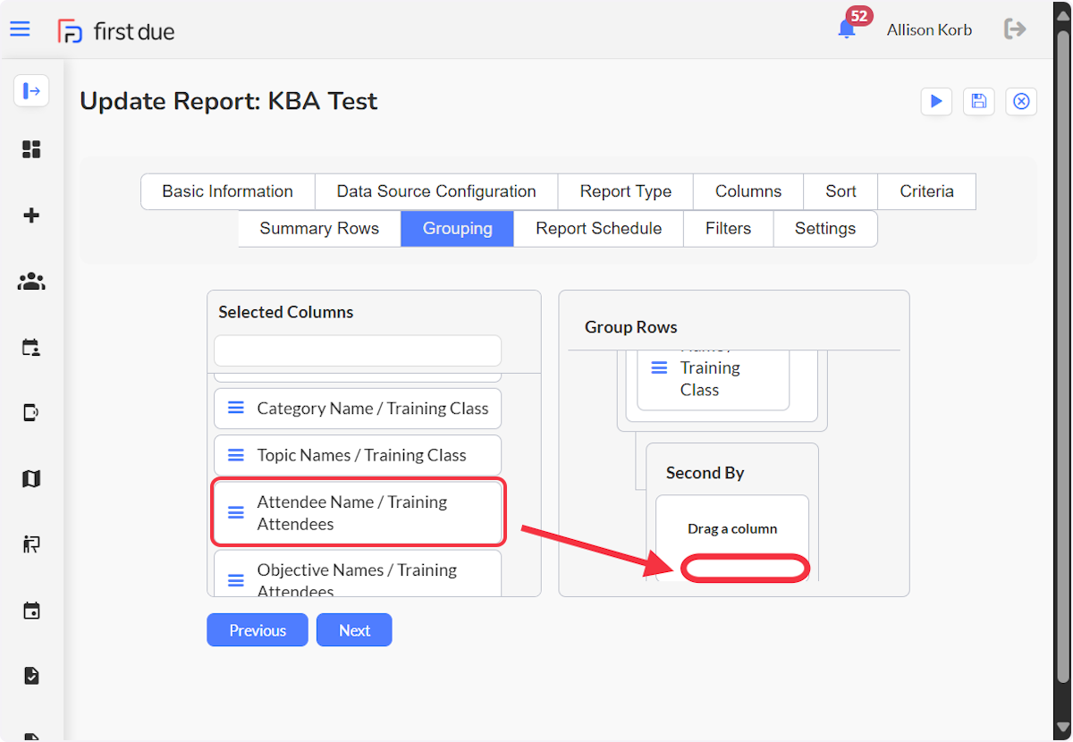 If you want a secondary Group, repeat the click and drag to the Second Group box. This will create sub-groups inside of your First Group.