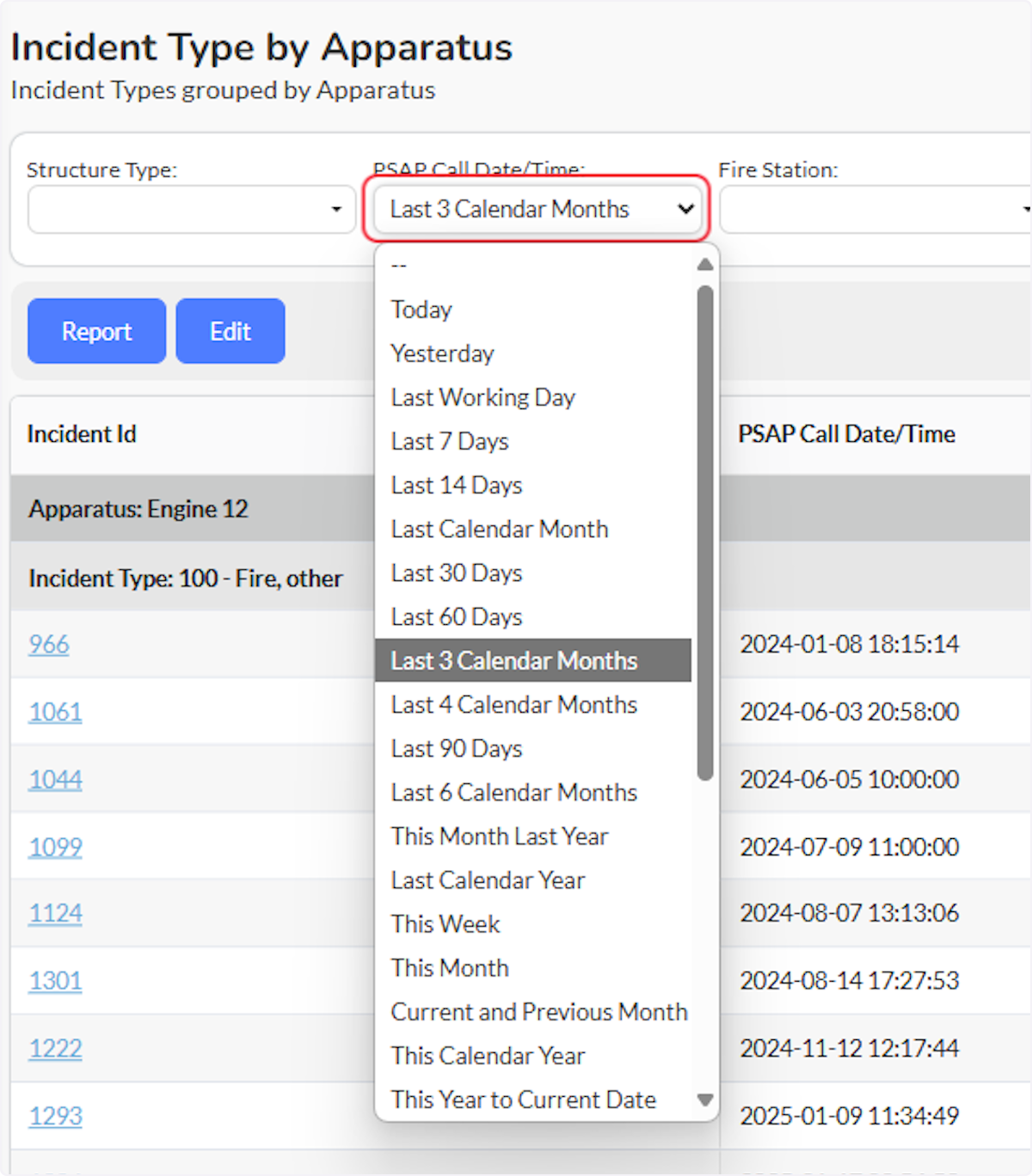 A Filter field that is a date will give you a dropdown list to select a defined date range.