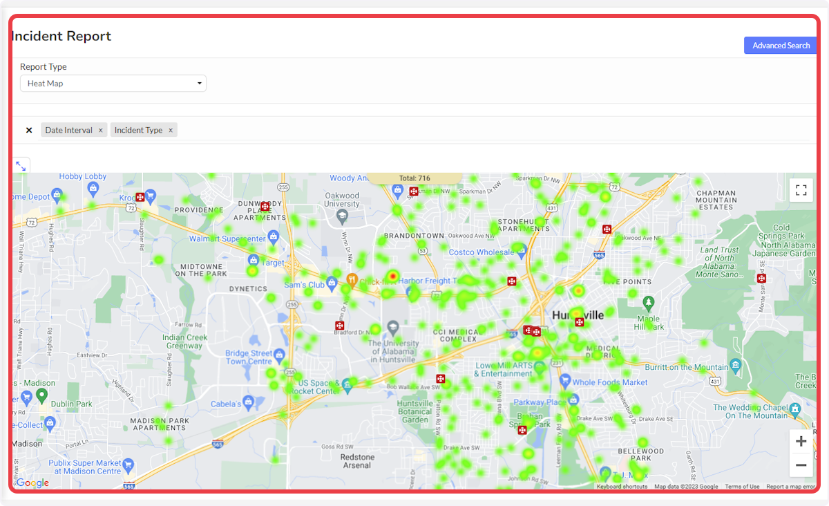 Filtered results will be displayed on the map below.