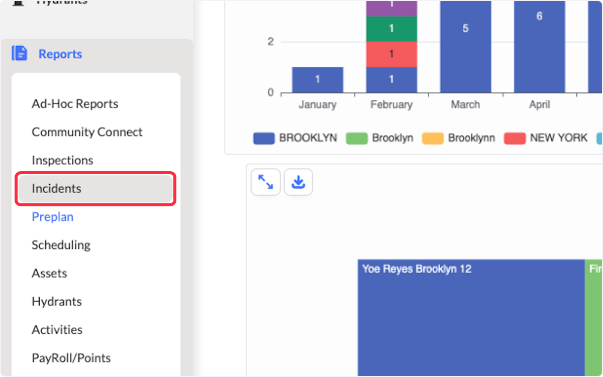 From the Reports Module, click on Incidents.