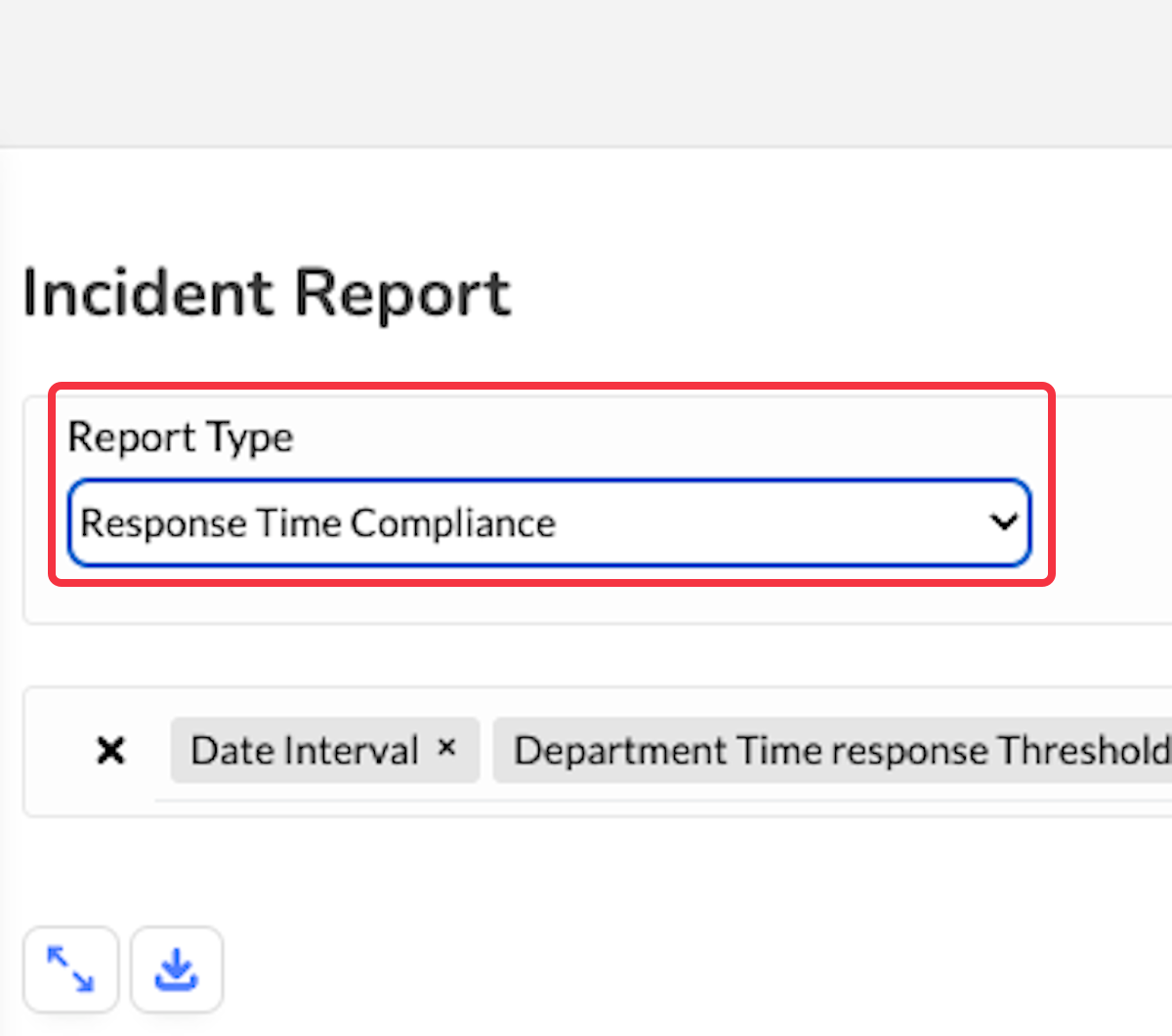 For most sections, a report type can be selected. These report types vary by module. 