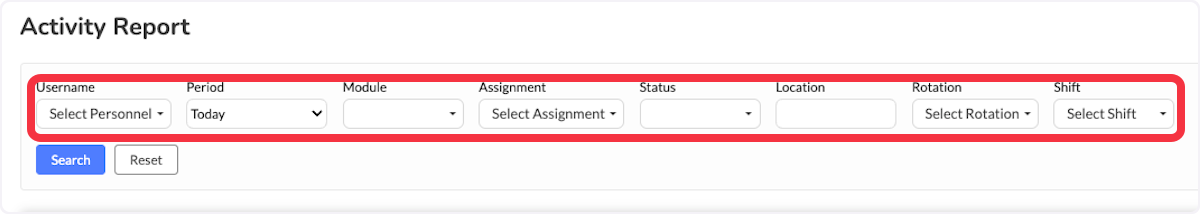 Filters are available to adjust what is seen within the report. 