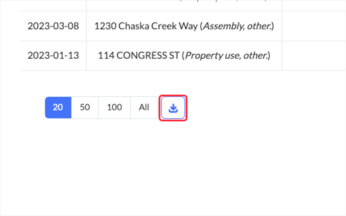 To download a .csv version of this report, click on the Download button. 