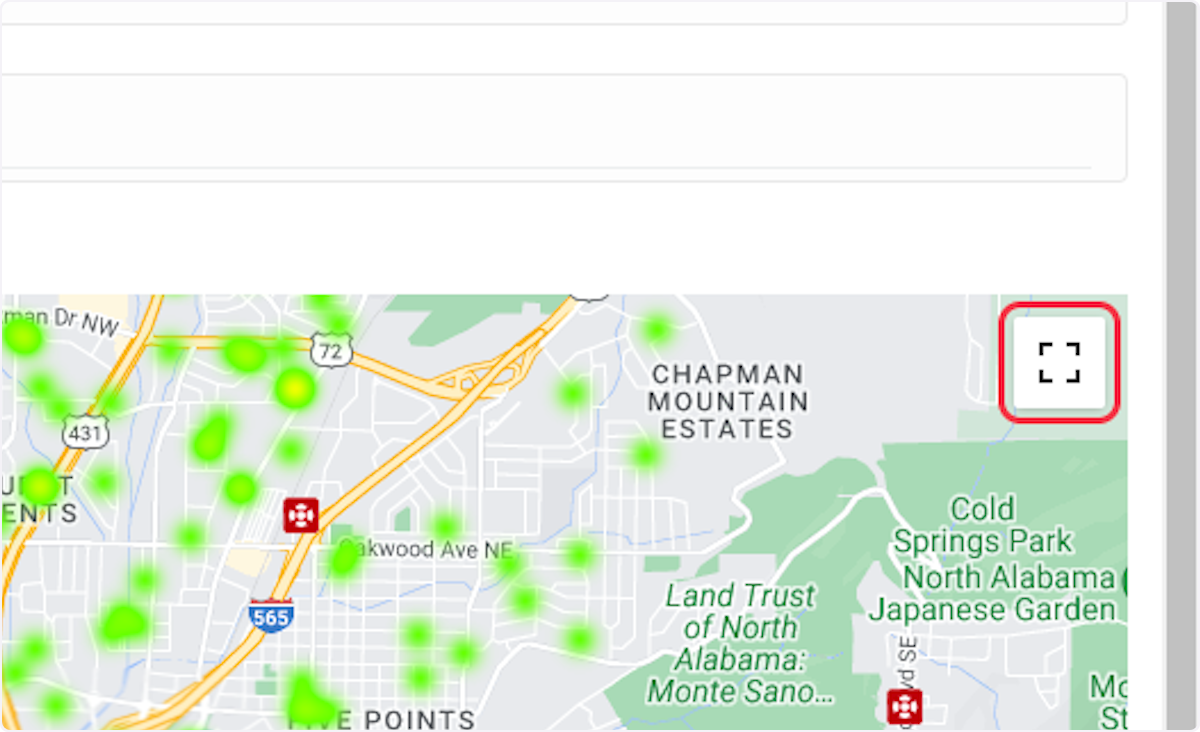 Click on the Fullscreen icon to view the map in full screen mode.