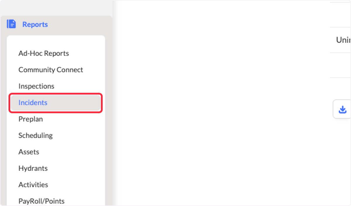 Click on Incidents